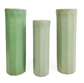 Lot of 3 Vintage Green Celedon Ceramic Vases