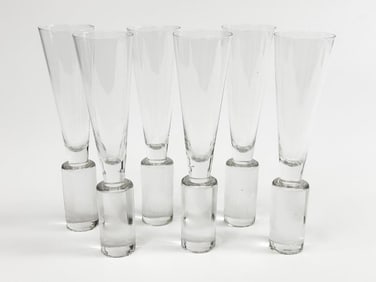 Set of 6 Toyo Sasaki Champagne Stem Glasses Japan 1995