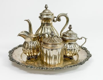 Antique Stamped 925 and 800 Silver Tea Set