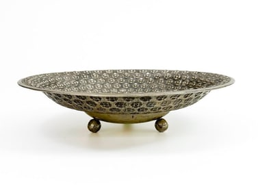 Large Antique Greek 900 Silver Floral Repousse Centerpiece Bowl