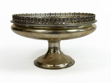 Antique English Sterling Silver Footed Compote Bowl w/ Pierced Edge
