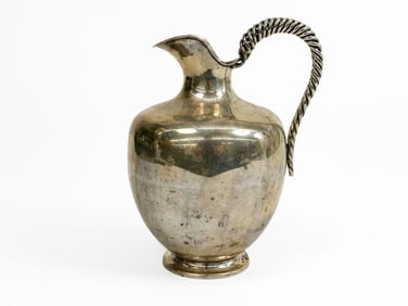 Midcentury Greek 925 Sterling Silver Wine Pitcher
