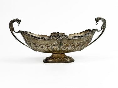 Large Antique 925 Sterling Silver Centerpiece Bowl w/ Griffin Dragons