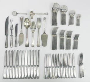 Vintage European 800 Coin Silver Flatware Set Service For 12 w/ Serving Pieces