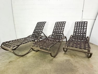 Group of 3 Tropitone Brown Woven Chaise Lounge Chairs