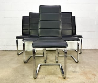 Set of 6 Montclair Coaster Black & Chrome Molded Plywood Dining Chairs