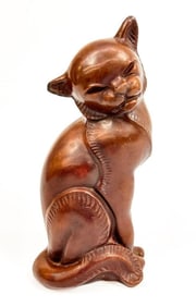 Vintage Cast Bronze Cat Statue