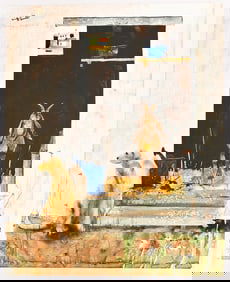 Mike Smith (b. 1942) Watercolor on Paper, Maggie and Goat