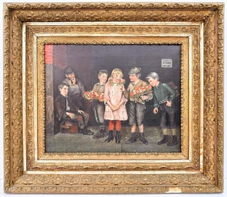 After John George Brown (1831-1913) Artist Unknown Oil on Canvas, Street Gallantry, 1880