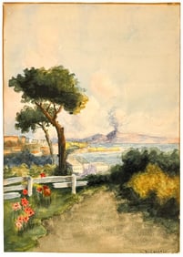 E. McConnell, Watercolor on Paper, Landscape