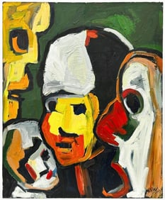 Eric K. Fiazi (20th/21st Century) Oil on Canvas Abstract Faces 1999