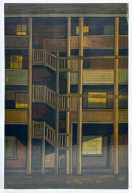 Desmond O'Neill (20th Century) Oil on Board, Apartment Staircases