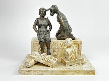 Annette Bird (20th Century) Bronze and Wood Sculpture, The Minotaur's Secret, 1991