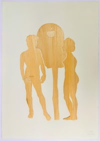 Mario Ceroli (b. 1938) Wood on Paper, Adamo ed Eva, 1970