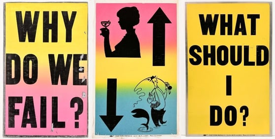 Lot of 3 Allen Ruppersberg (b. 1944) Silkscreen on Lead, Aluminum, and Canvas, "3 Piece Rug" 1988