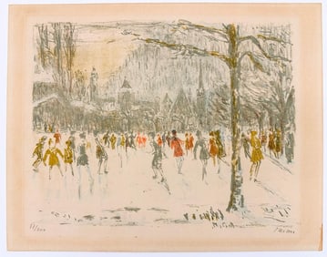 Leonhard Meisser (1902-1977) Signed Lithograph, The Skaters