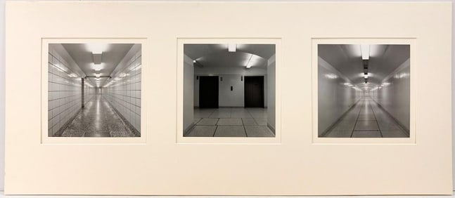 Marsha Burns (b. 1945), Black & White Silver Gelatin Photographs, A, B, and C Corridor Series, 1976