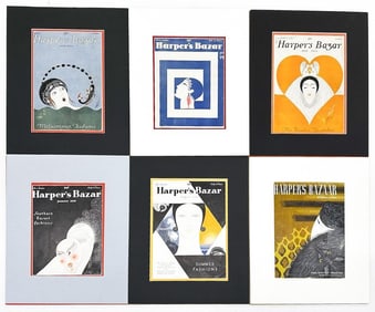 Lot of 6 Harper's Bazaar Erte Magazine Covers Circa 1920s / 1930s