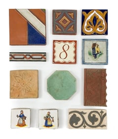 Lot of 12 Various Vintage Decorative Tiles