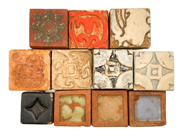 Lot of 11 Batchelder Arts & Crafts Terracotta Tiles