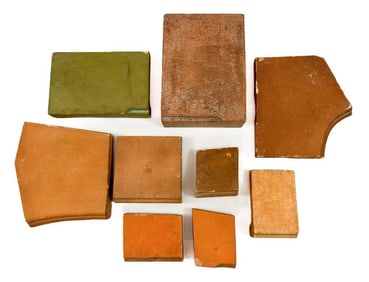 Lot of 9 Antique Batchelder Arts & Crafts Terracotta Tiles