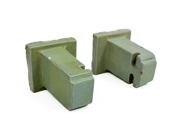 Pair Matte Glazed Sage Green Antique Batchedler Arts & Crafts Towel Rack Holders