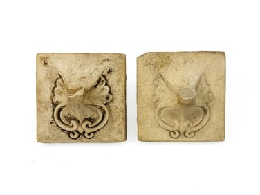 Pair Antique Batchelder Terracotta Robe Hook Tiles