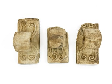 Lot of Three Antique Batchelder Towel Bar Holder Tiles