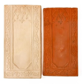 Lot of 2 Arts & Crafts Terracotta Tiles