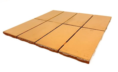 Large Lot of 300+ Vintage Terracotta Subway Tile with Gold Glaze