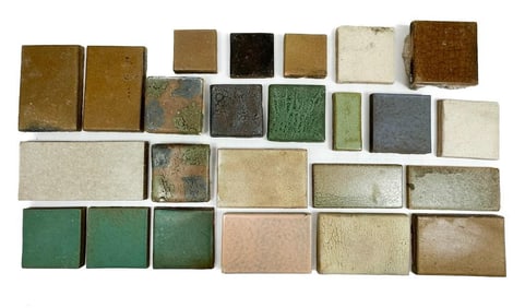 Lot of 24 Antique Matte Glaze Batchelder and Others Terracotta Tiles