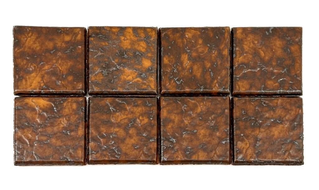 Lot of 32 Vintage Franciscan Terra Floor Tiles: Terracotta tiles have the Pebble pattern with Flashed Walnut color. Condition: Overall good condition. Some chips. Dimensions: Each tile is approximately 4 in H x 4 in W x 0.25 in D. Total weight is a