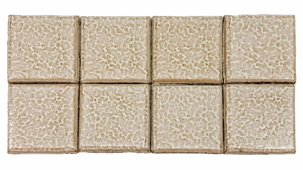 Lot of 34 Vintage Franciscan Terra Floor Tiles: Terracotta tiles have the Tides pattern with a mix of Warm White and Glacier colors. Condition: Overall good condition. Some chips. Dimensions: Each tile is approximately 4 in H x 4 in W x 0.25 i