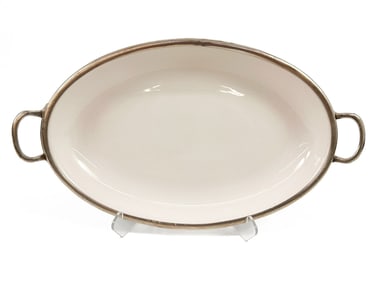 Arte Italica Ceramic and Pewter Serving Platter
