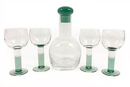 Set of Vintage Iittala Mondo Crystal Goblets and Decanter