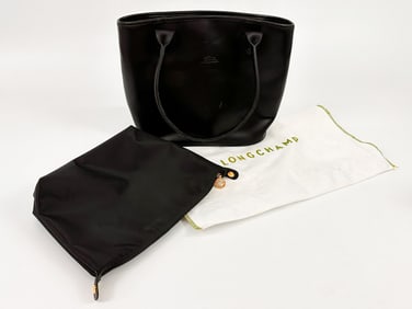 Vintage Longchamp Black Leather Tote Purse