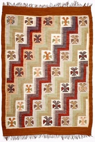 Vintage Handwoven Mexican or South American Rug