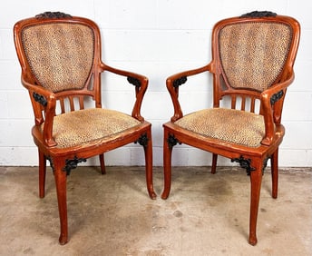 Pair of Vintage Armchairs with Leopard Print Upholstery