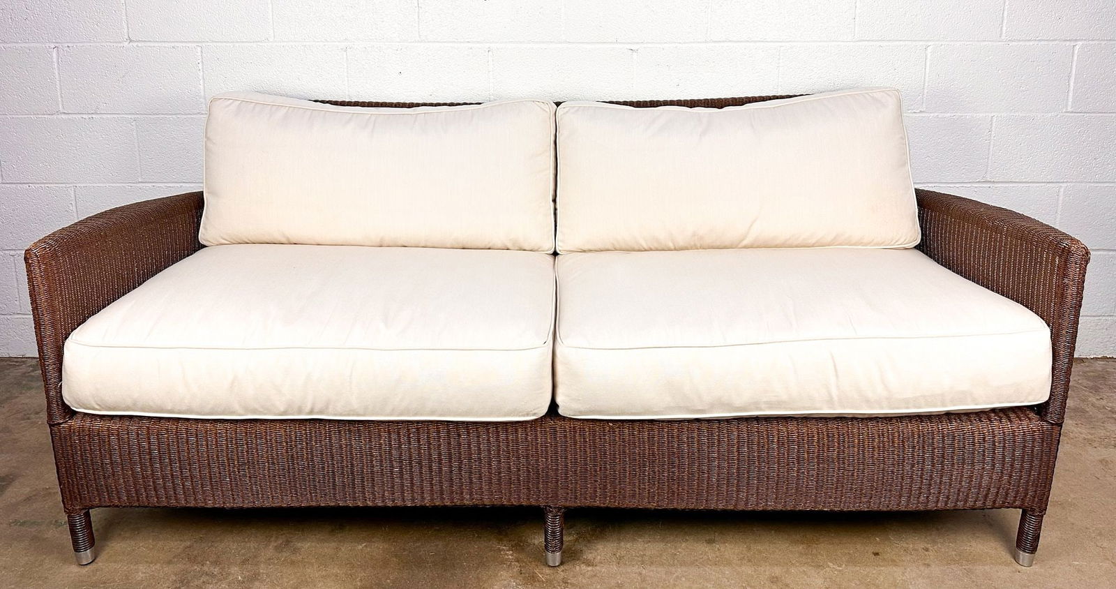 Janus et Cie Wicker Outdoor Sofa with Cream Cushions (1 of 7)