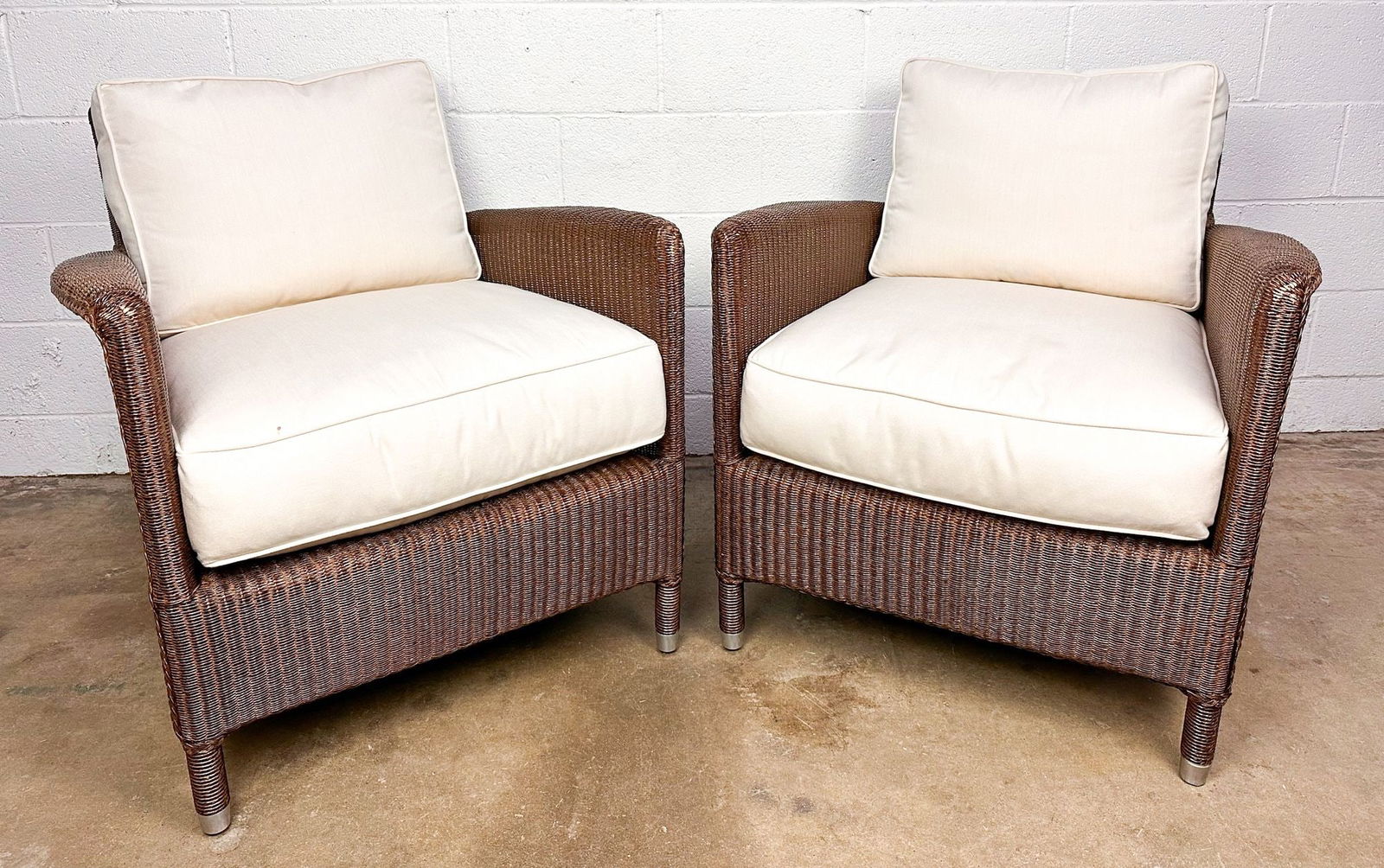 Pair of Janus et Cie Wicker Armchairs with Cushions (1 of 6)
