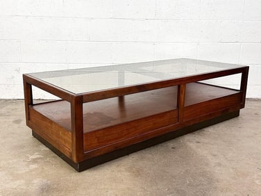 Midcentury Glass Coffee Table w/ Drawer