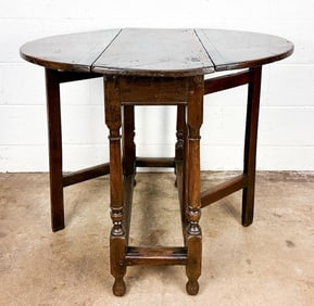 Antique Gateleg Dark Wood Drop Leaf Table
