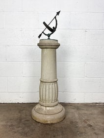 Armillary Sphere Sundial On Cement Pedestal w/ Astrological Signs