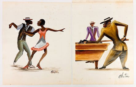 Charles Alston (1907-1977), Acrylic on Paper, Untitled Pool Scene
