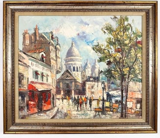 Kubur Spiro, Paris Street Scene with Sacré-Cœur, Oil on Canvas, 1972