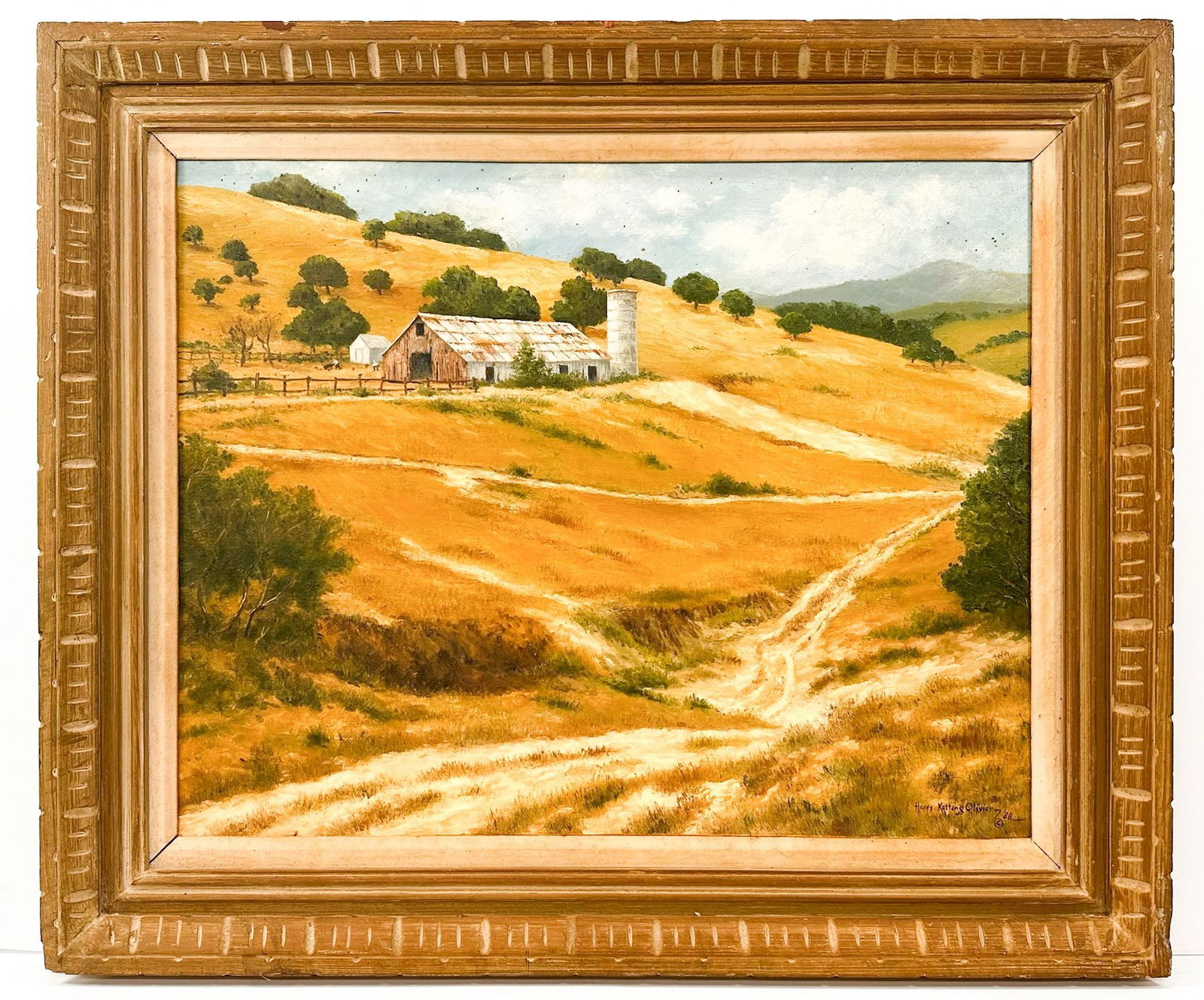 Henry Ketting Olivier (1924-2004) Oil on Canvas, Lompoc Barn, 1988 (1 of 5)