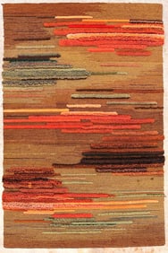 Gloria E. Crouse  (1925-2011) Midcentury Wool Fiber Art Tapestry, Oasis