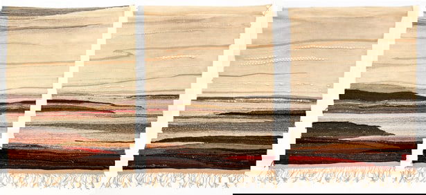 Midori Kono Thiel (California, b. 1933) Triptych Wool Midcentury Fiber Art Tapestry, Landscape