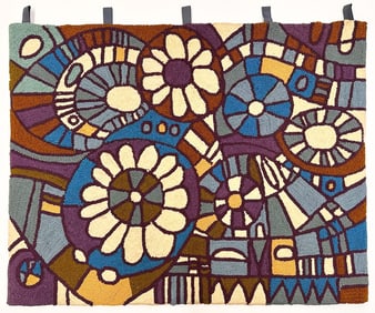 Evelyn Ackerman (1924-2012) for ERA Industries Midcentury Wall Tapestry Graphic Flowers