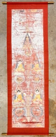 Vintage Southeast Asian Buddhist Painting on Silk